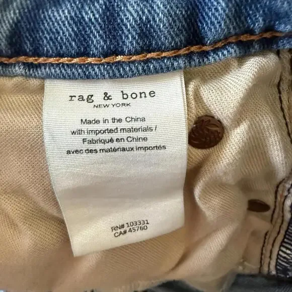rag & bone New York Women’s Distressed Straight Leg Jeans Size 26 Designer - Picture 4 of 6